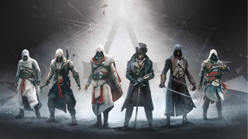 Группа ассасинов из разных эпох в Анимусе из серии игр Assassins Creed