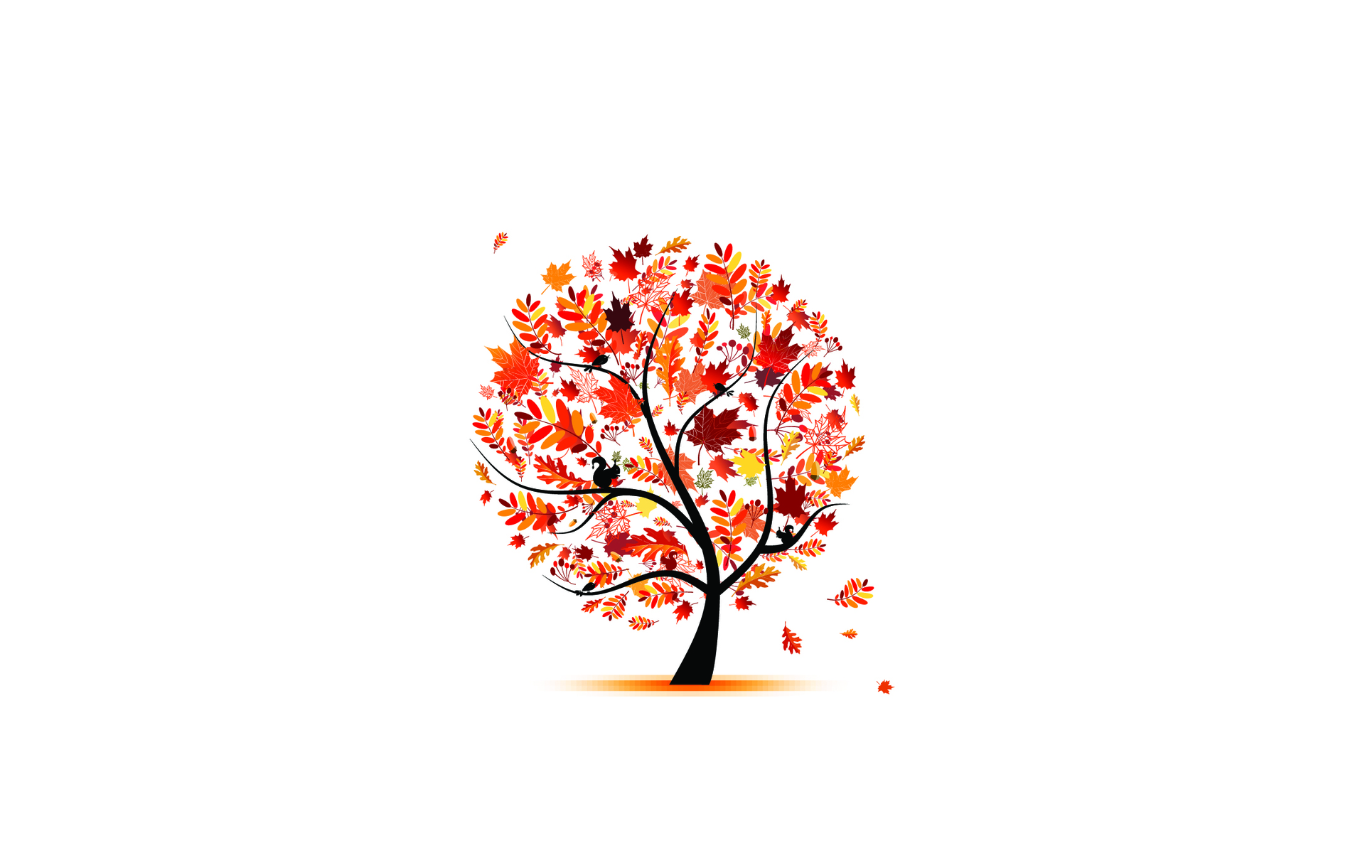 1920x1200, full hd, hd, деревья, листья, минимализм, осень, рисунки