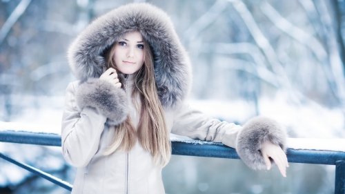 девушка, блондинка, пальто, зима, coat, 1920x1080