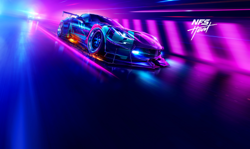 Chevrolet Corvette мчится по ночной треку, из игры Need for Speed