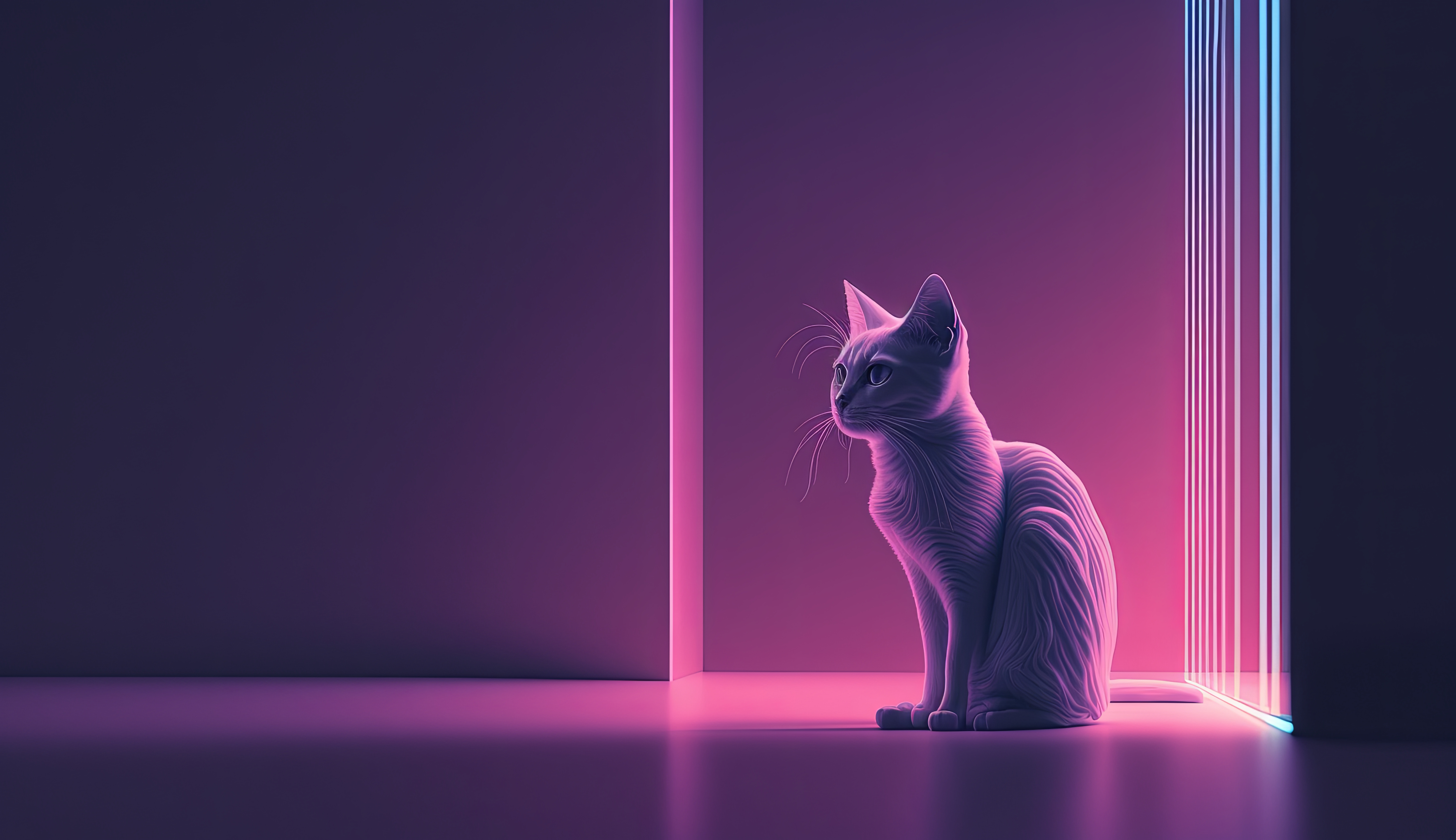 Кошка в неоновой подсветке