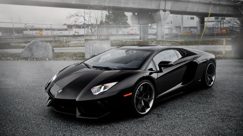 Черный автомобиль Lamborghini aventador, pur 4our depth / Ламборгини