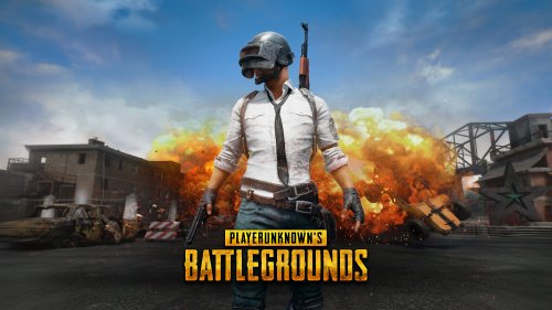 Мужчина с оружием за спиной на фоне взрыва из игры PlayerUnknowns Battlegrounds